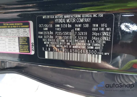 2017 Hyundai Santa Fe Sport 2.0T Ultimate из США, поврежденный, VIN 5XYZWDLA5HG468300